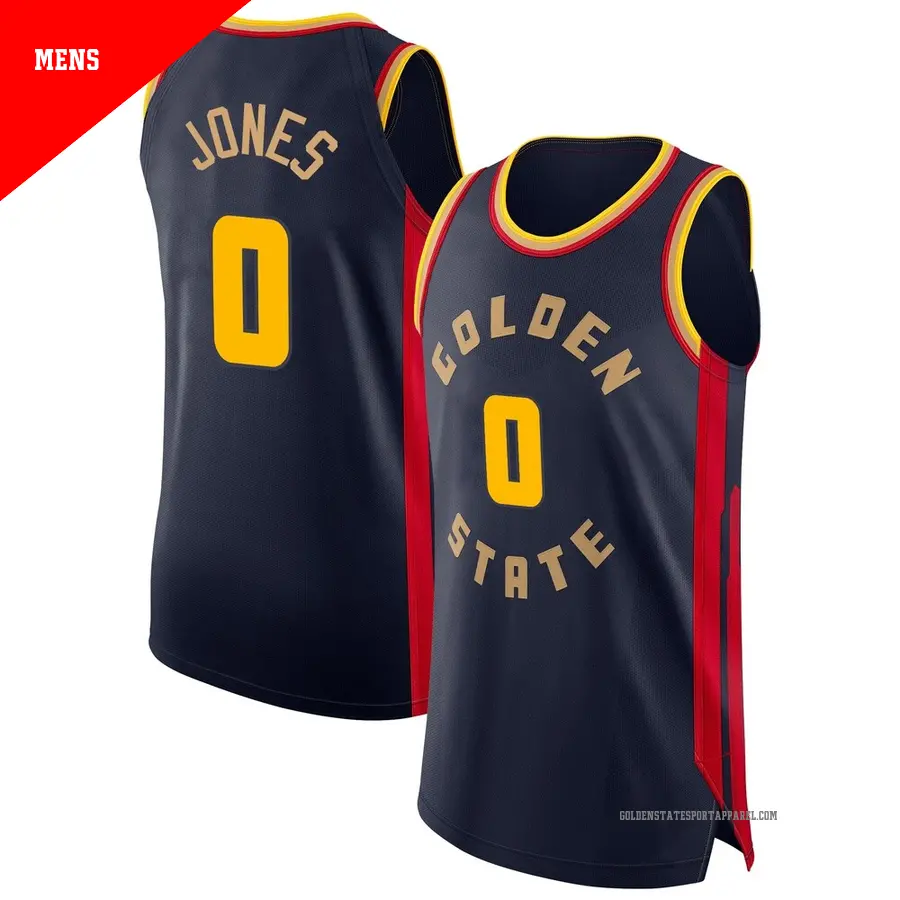 ＃0 Men's Lajae Jones Golden State Warriors 2024/25 Authentic Navy City Edition Jersey