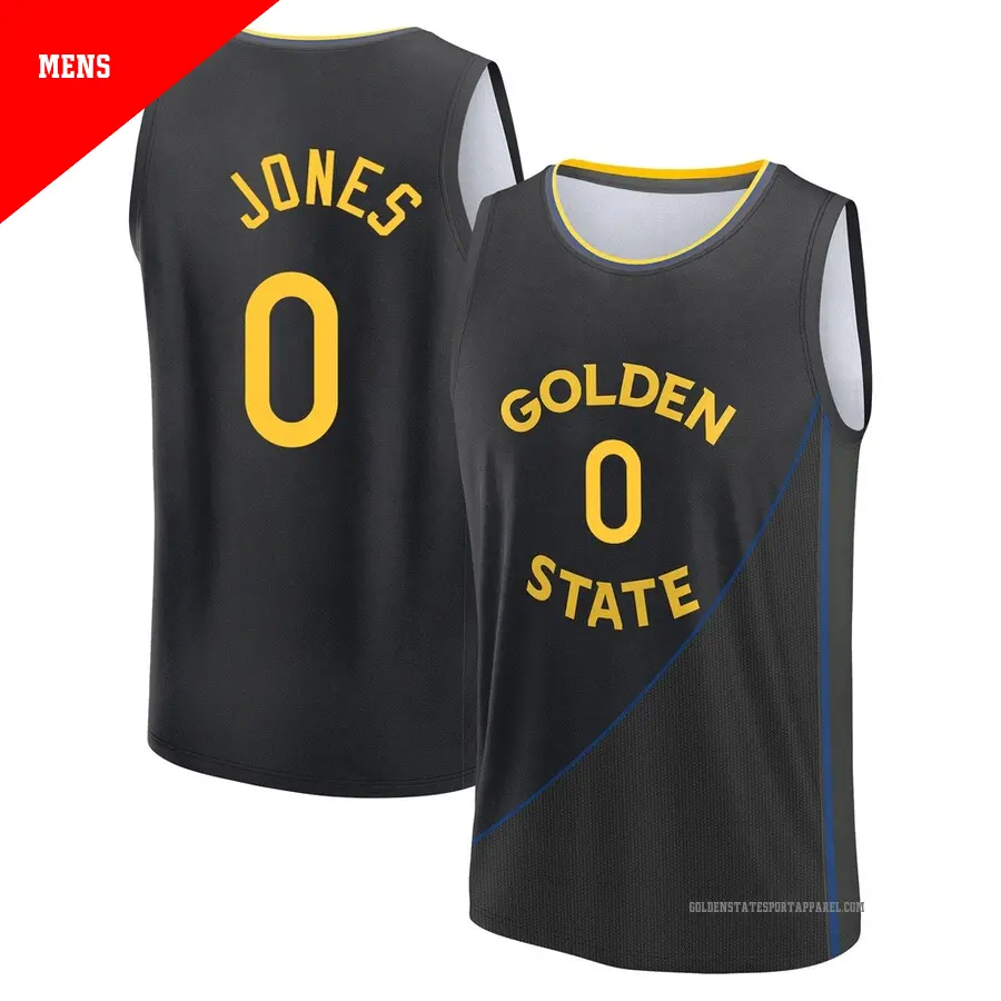 ＃0 Men's Lajae Jones Golden State Warriors 2024/25 Fast Break Black Statement Edition Jersey
