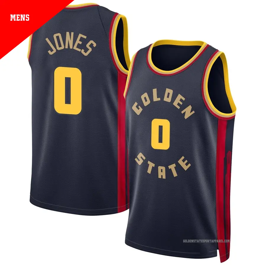 ＃0 Men's Lajae Jones Golden State Warriors 2024/25 Swingman Navy City Edition Jersey