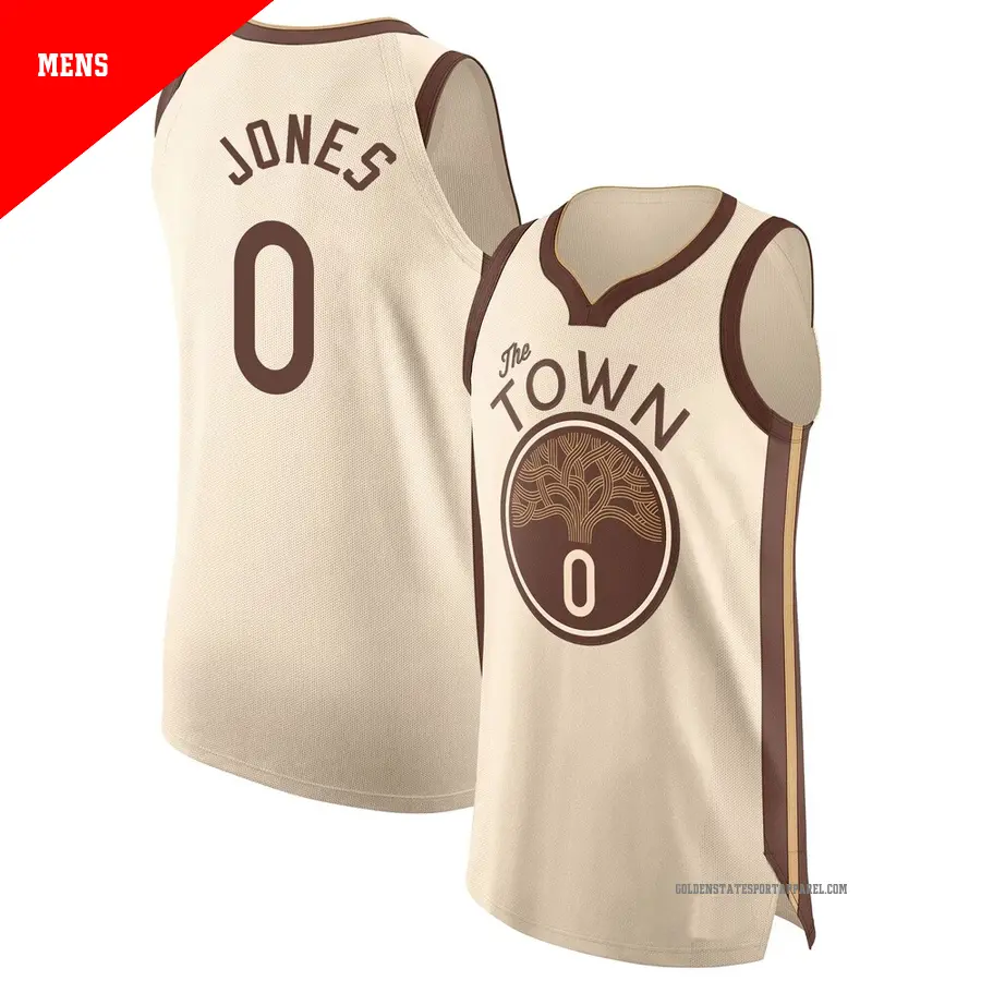 ＃0 Men's Lajae Jones Golden State Warriors 2025/26 Authentic Tan City Edition Jersey