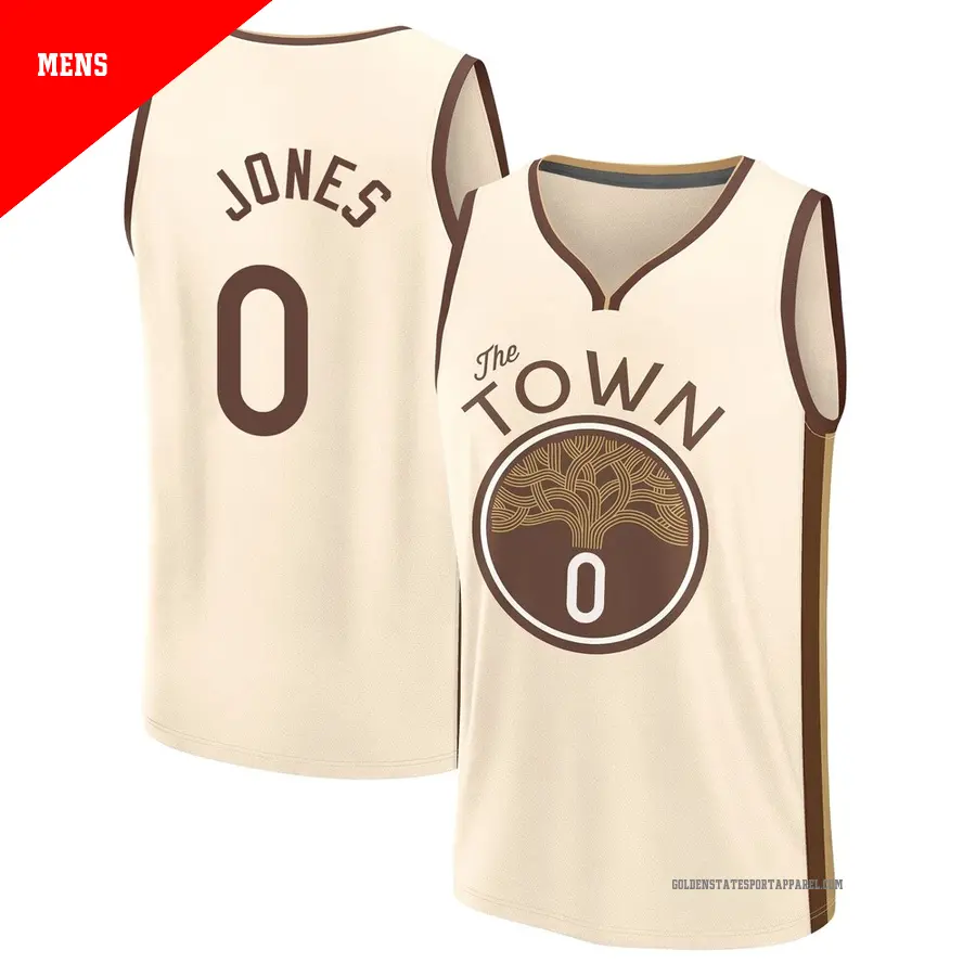 ＃0 Men's Lajae Jones Golden State Warriors 2025/26 Fast Break Tan City Edition Jersey