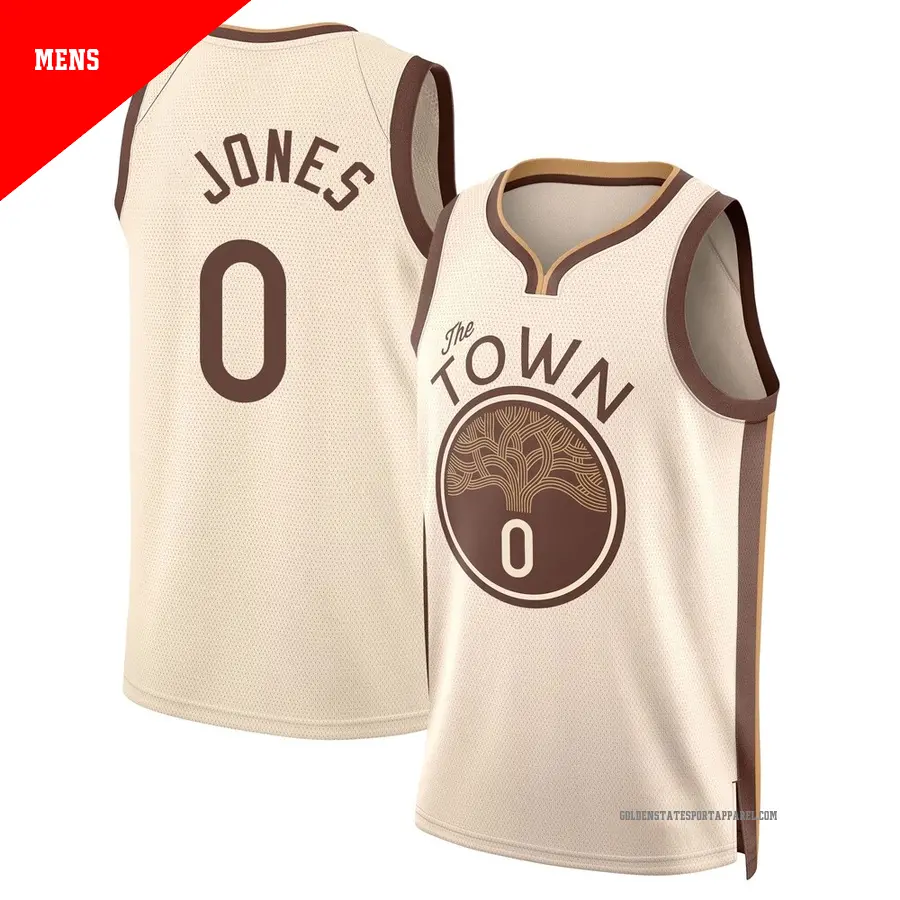 ＃0 Men's Lajae Jones Golden State Warriors 2025/26 Swingman Tan City Edition Jersey
