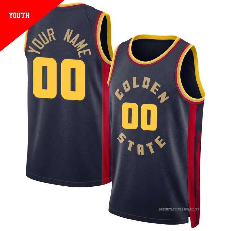 ＃00 Youth Custom Golden State Warriors 2024/25 Swingman Navy City Edition Jersey