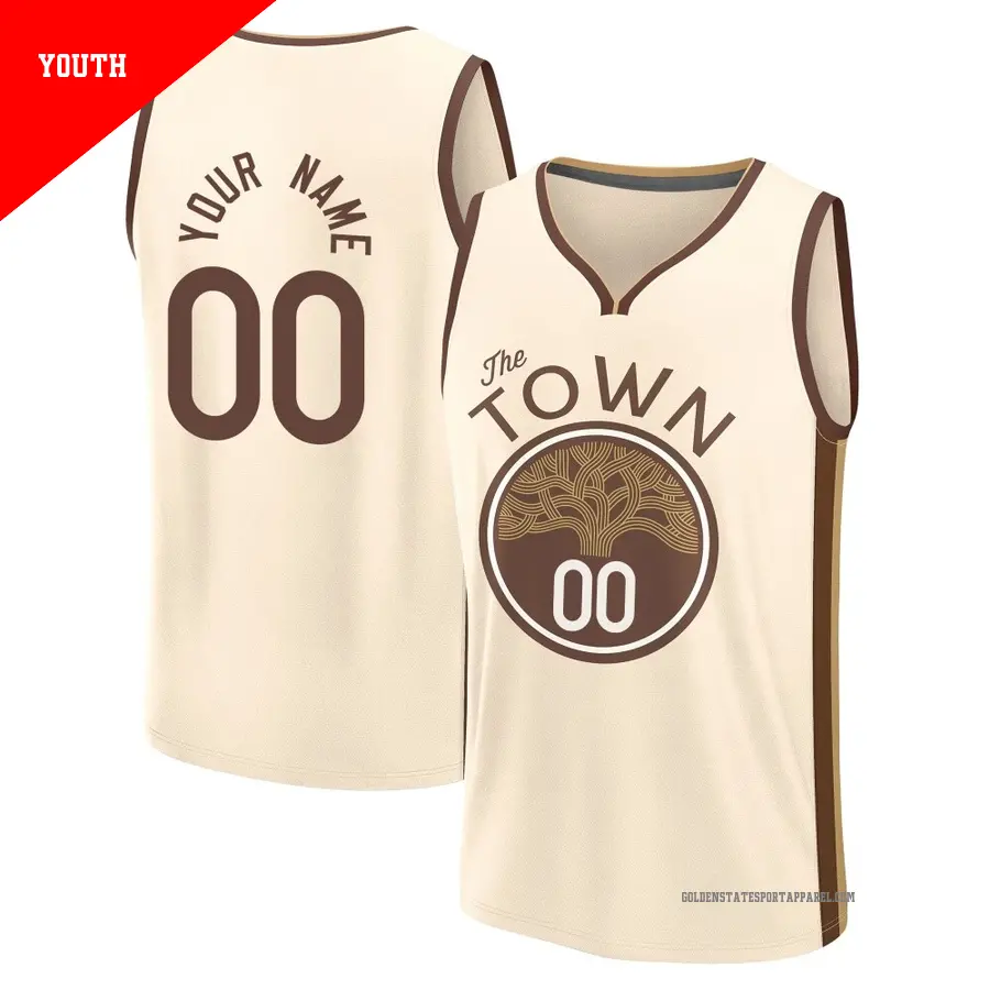 ＃00 Youth Custom Golden State Warriors 2025/26 Fast Break Tan City Edition Jersey