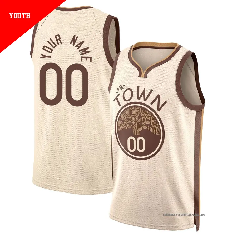 ＃00 Youth Custom Golden State Warriors 2025/26 Swingman Tan City Edition Jersey