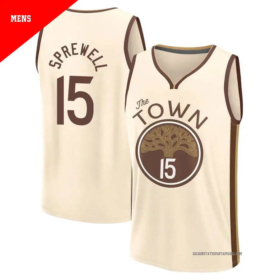 ＃15 Men's Latrell Sprewell Golden State Warriors 2025/26 Fast Break Tan City Edition Jersey