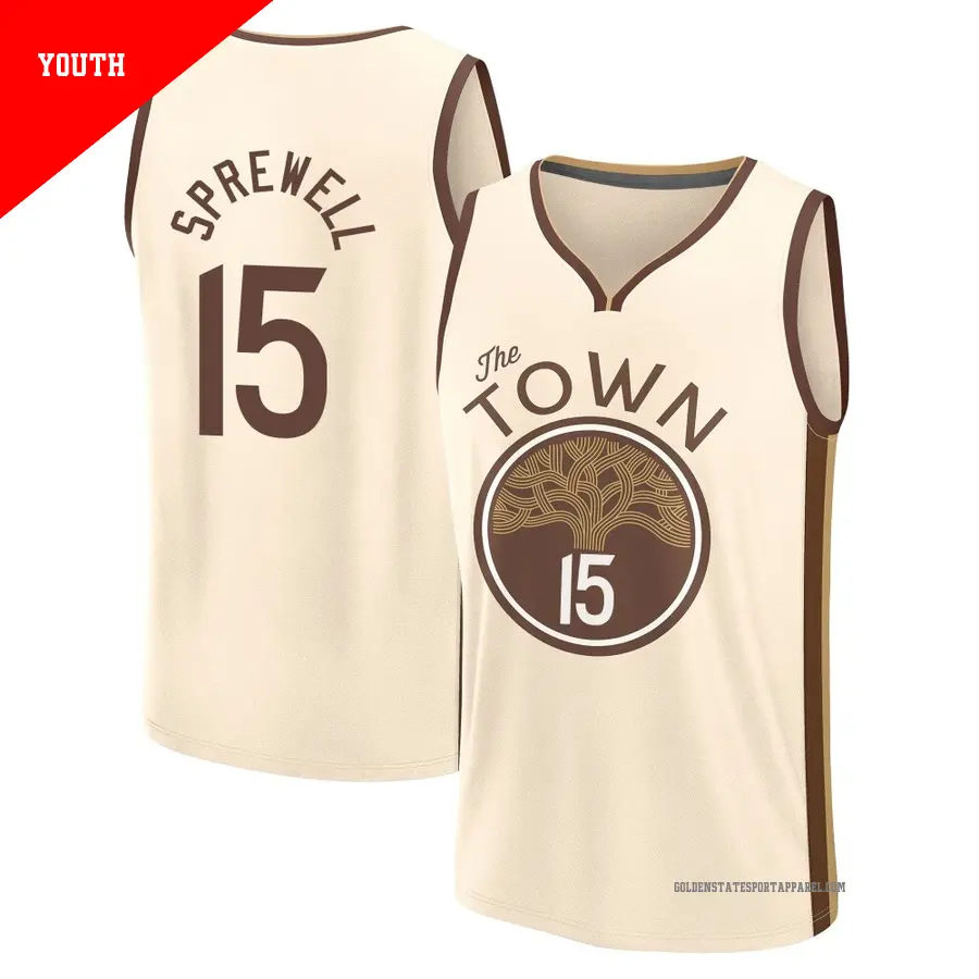 ＃15 Youth Latrell Sprewell Golden State Warriors 2025/26 Fast Break Tan City Edition Jersey