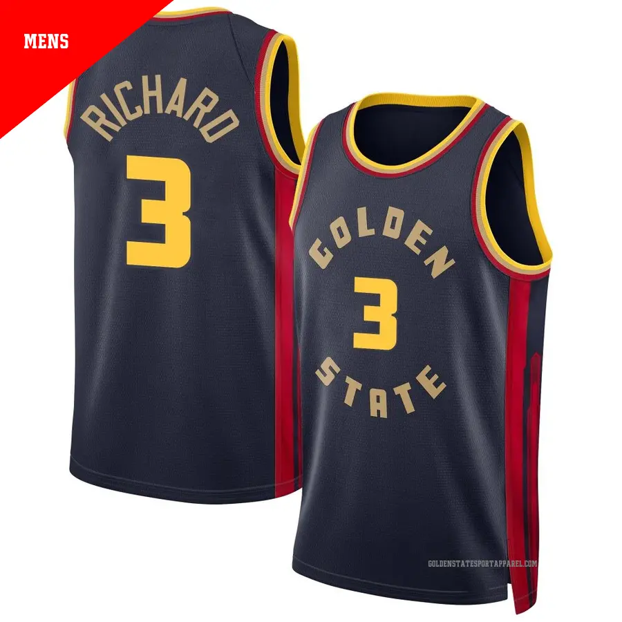 ＃3 Men's Will Richard Golden State Warriors 2024/25 Swingman Navy City Edition Jersey