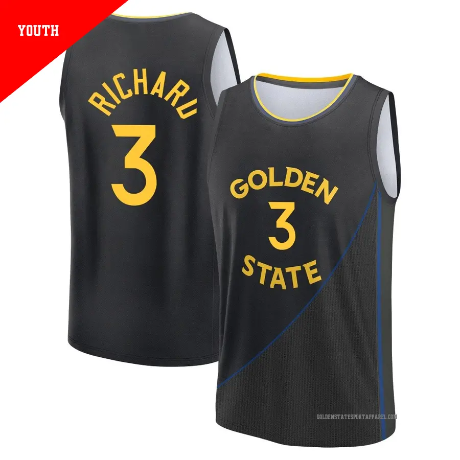 ＃3 Youth Will Richard Golden State Warriors 2024/25 Fast Break Black Statement Edition Jersey